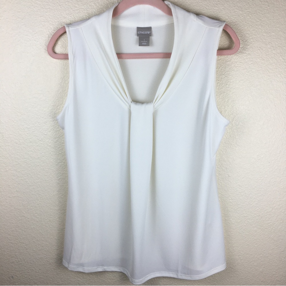 Chico's  Women's Sleeveless Ivory Blouse Size 1 Medium